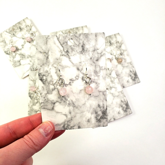 Mini or Small Rose Quartz Drop Earrings - Picture 2 of 3